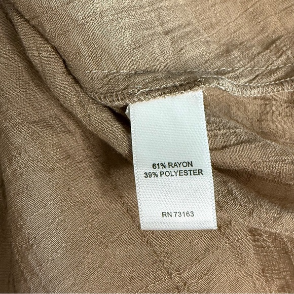 Spense Button Front Tunic Asymmetrical Shirt Lagenlook Tan Roll Tabs Women’s XL - Picture 12 of 13